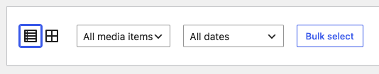 Icons to select list or grid view, with the list view focussed.